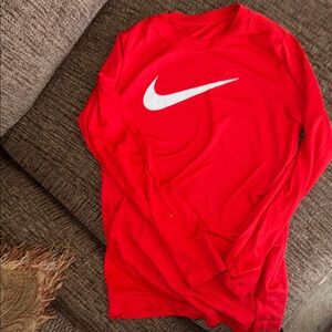 Nike Red Crew Neck Top with White Swoosh